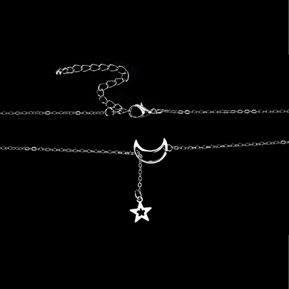 Silver Moon/Star Lariat Necklace - Picture 6 of 8